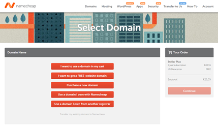 Select a domain associated with your hosting