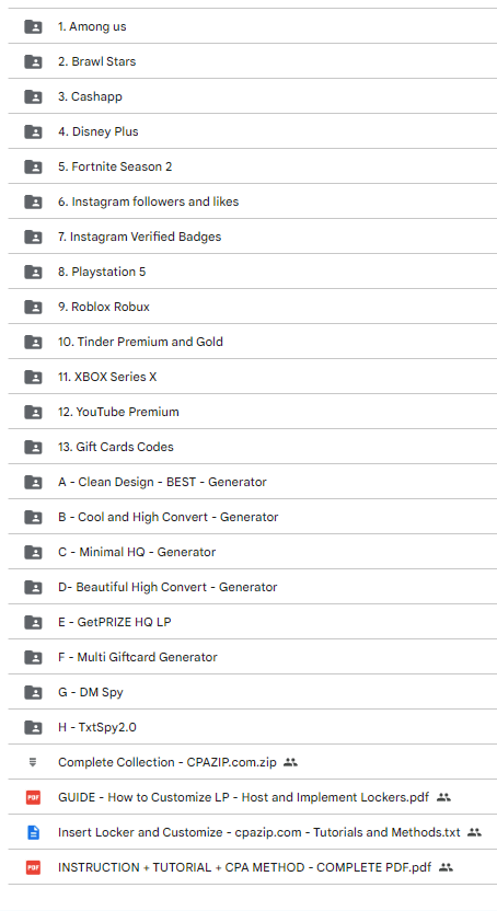 download list of free cpa landing pages template